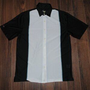 Greg Norman Button Up Short Sleeve Black and White Shirt Dry Medium Chest 40"